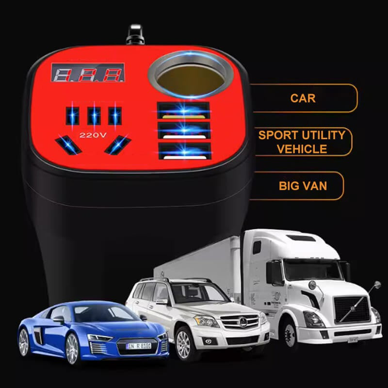 🚗Car mounted cup type inverter converter QC charger(50%)🔥