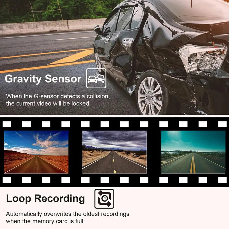 HD 3-Lens Night Vision Wide Angle Dash Cam