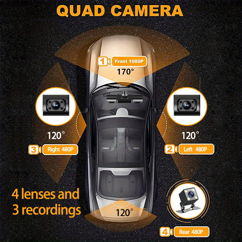 š1080P 4-Channel Dash Cam with Night Vision