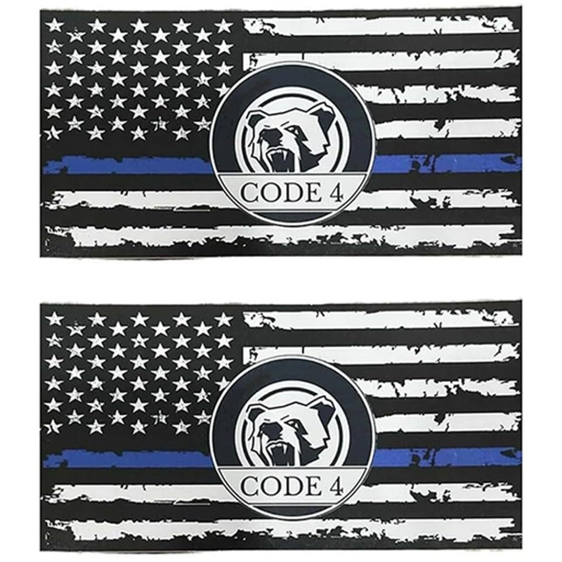 Sticker “Thin Blue Line” - Code 4: Humanising the License Plate. Vehicle Exterior Decoration