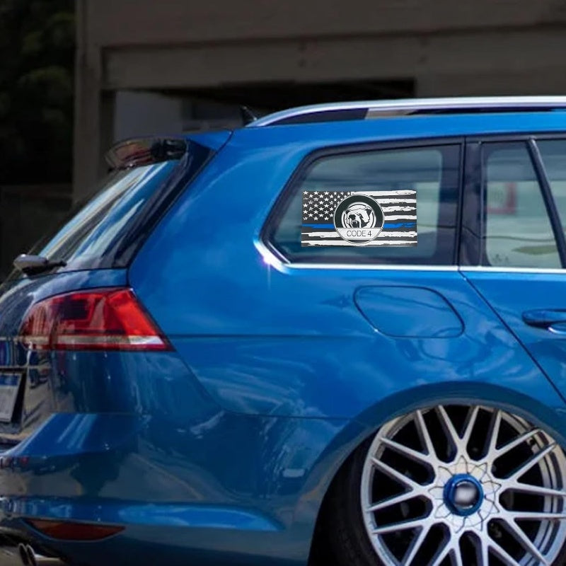 Sticker “Thin Blue Line” - Code 4: Humanising the License Plate. Vehicle Exterior Decoration
