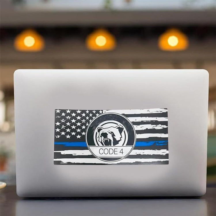 Sticker “Thin Blue Line” - Code 4: Humanising the License Plate. Vehicle Exterior Decoration