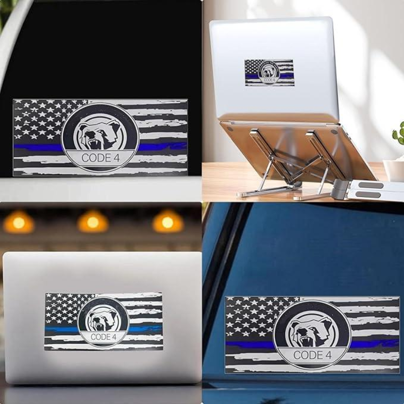Sticker “Thin Blue Line” - Code 4: Humanising the License Plate. Vehicle Exterior Decoration