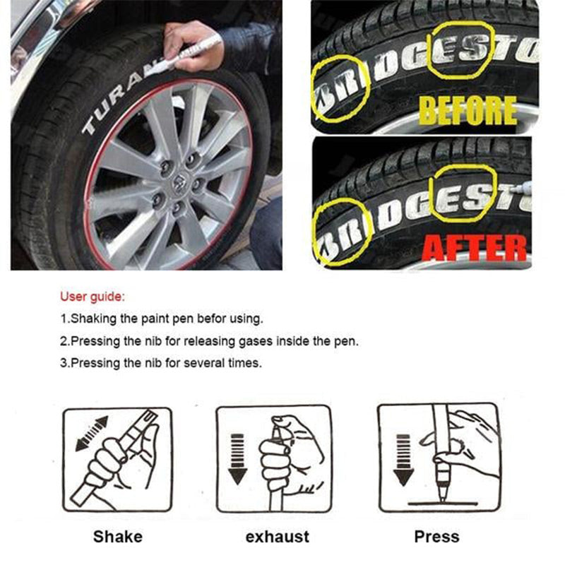 12 Colors Waterproof Paint Marker for Car Tire