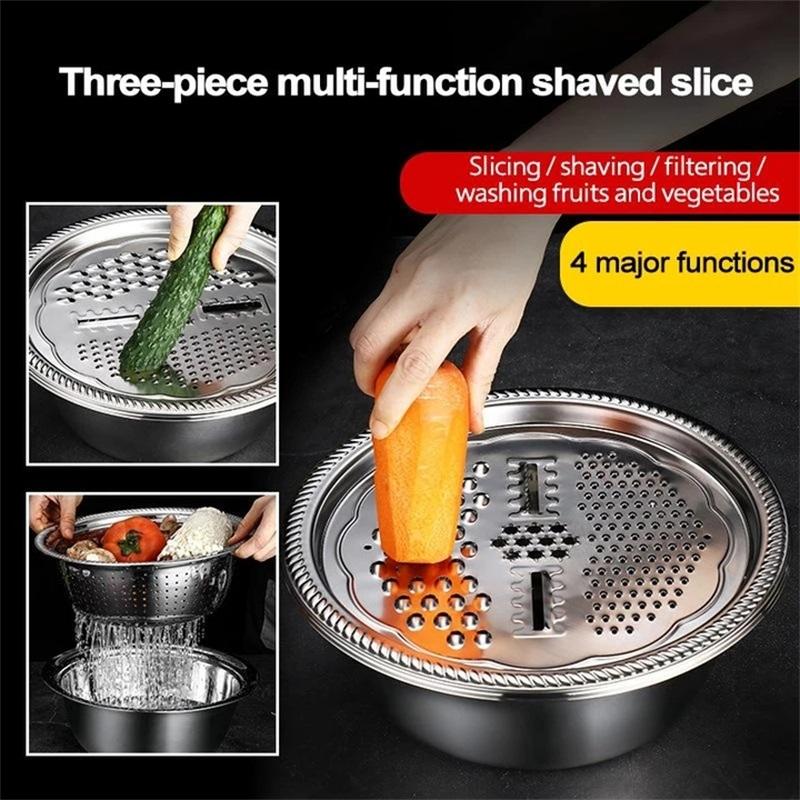š¢š¢50% OFF !! ā°š„¬ Slice, Grate & Julienne in Minutes! Multi-Function Stainless Steel Vegetable Prep Bowl for Easy Cooking