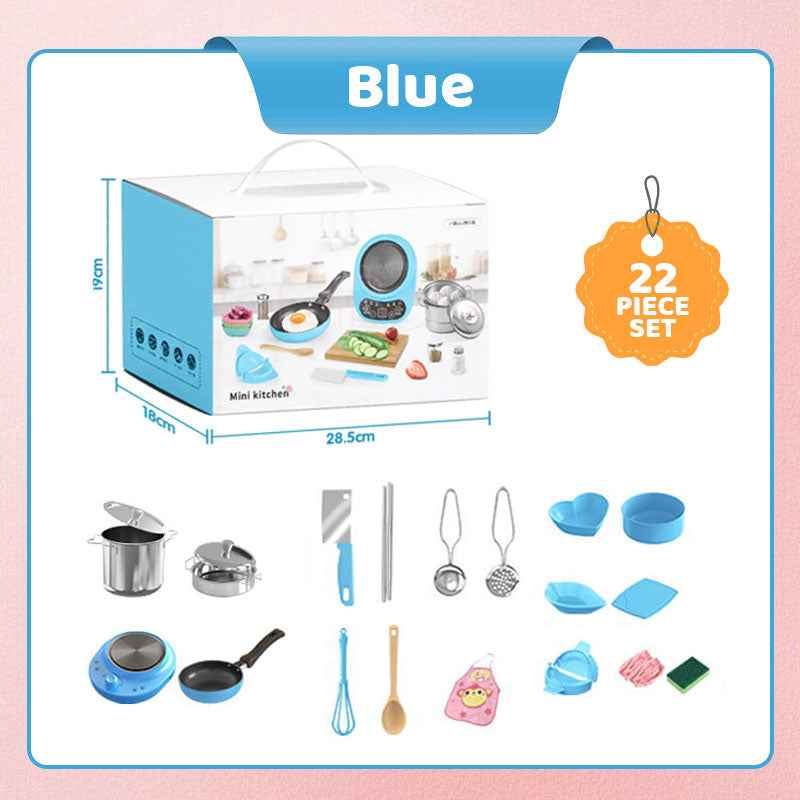 🎁Best Gift For Kid🍳Children's Real Cooking Mini Kitchen Toys - 22 PCS Set