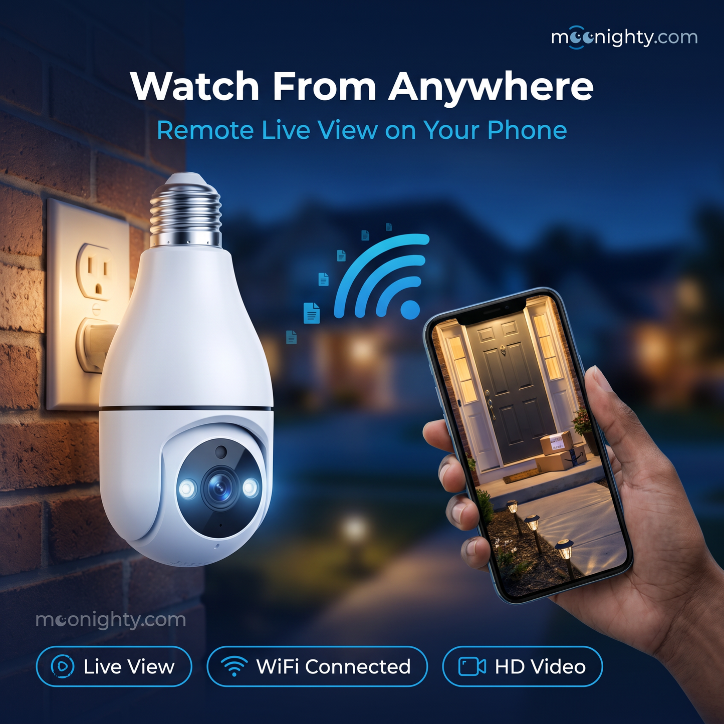 🔥All-New Upgrade✨4MP Light Bulb Security Camera 5G&2.4GHz Wireless Outdoor Indoor Camera with Night Vision