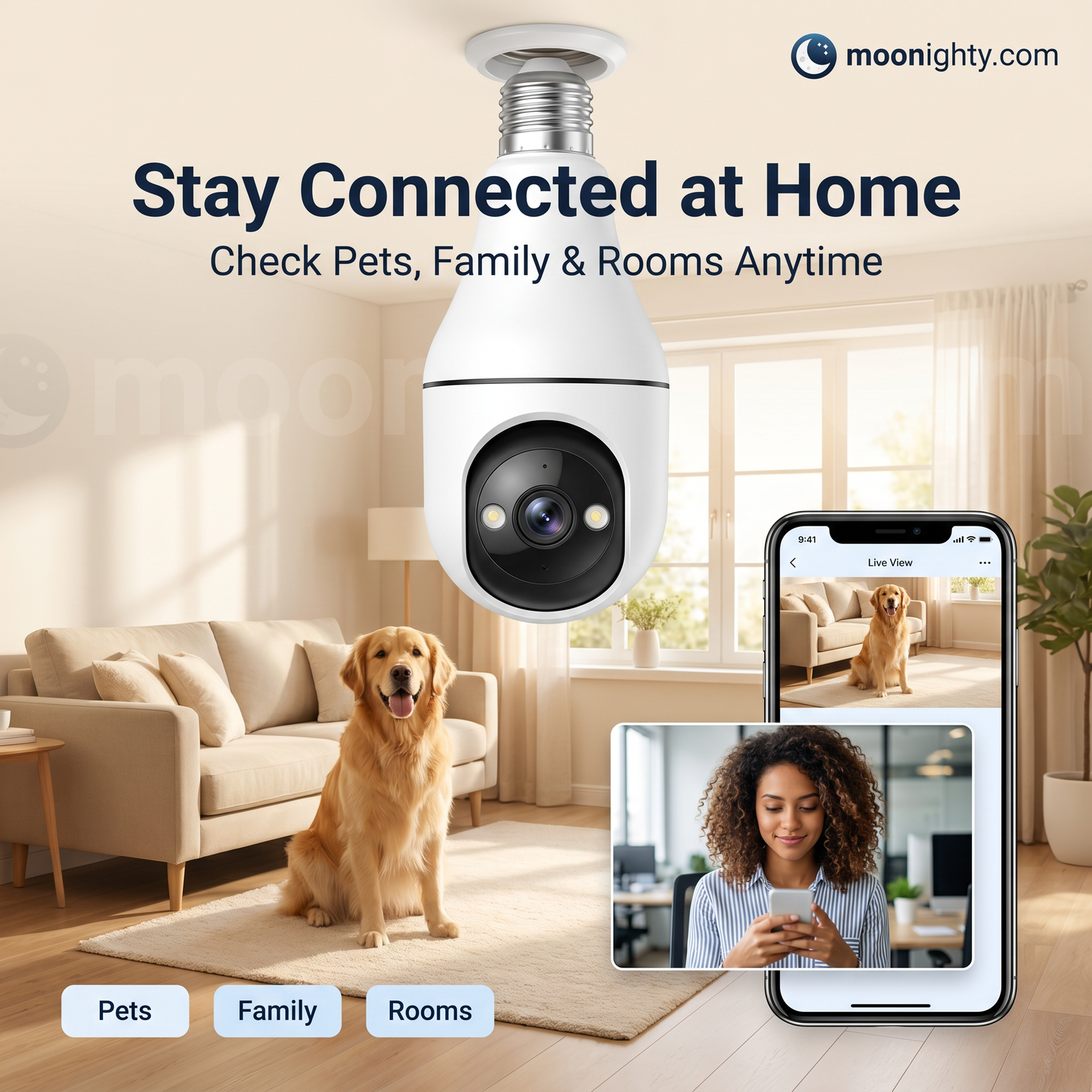 🔥All-New Upgrade✨4MP Light Bulb Security Camera 5G&2.4GHz Wireless Outdoor Indoor Camera with Night Vision