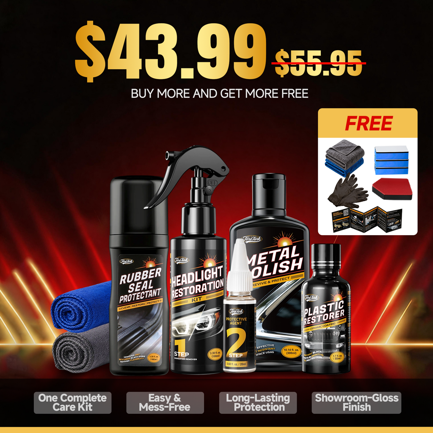 Toretark Car Headlight Restoration Kit