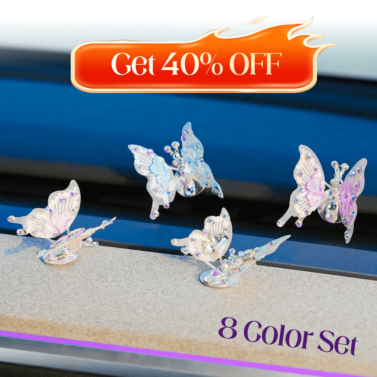 Diamond Butterfly Ornament with Fluttering Wings