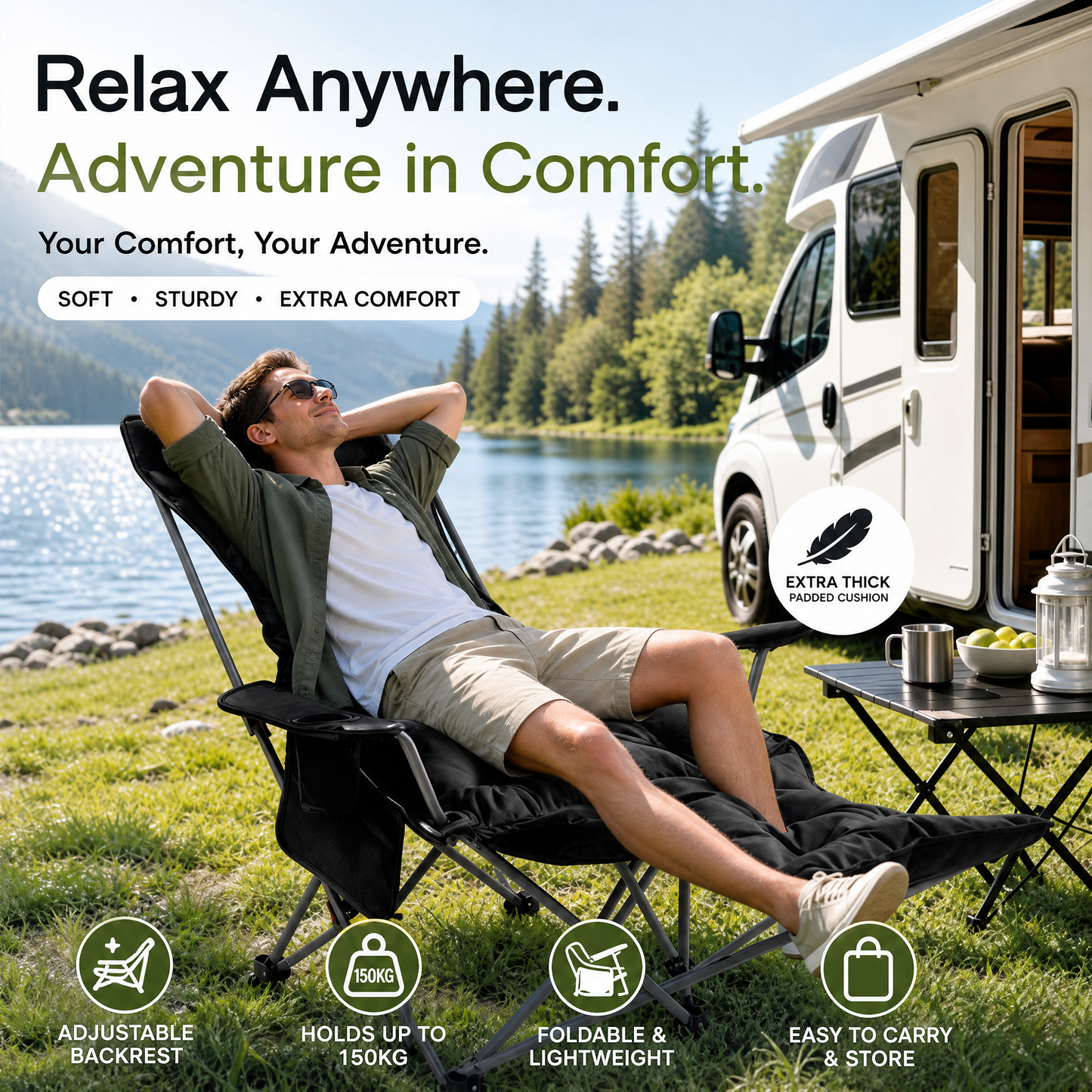 🪑 50% OFF! 🌿 Portable Adjustable Outdoor Folding Chair – Lightweight, Sturdy & Multi-Purpose