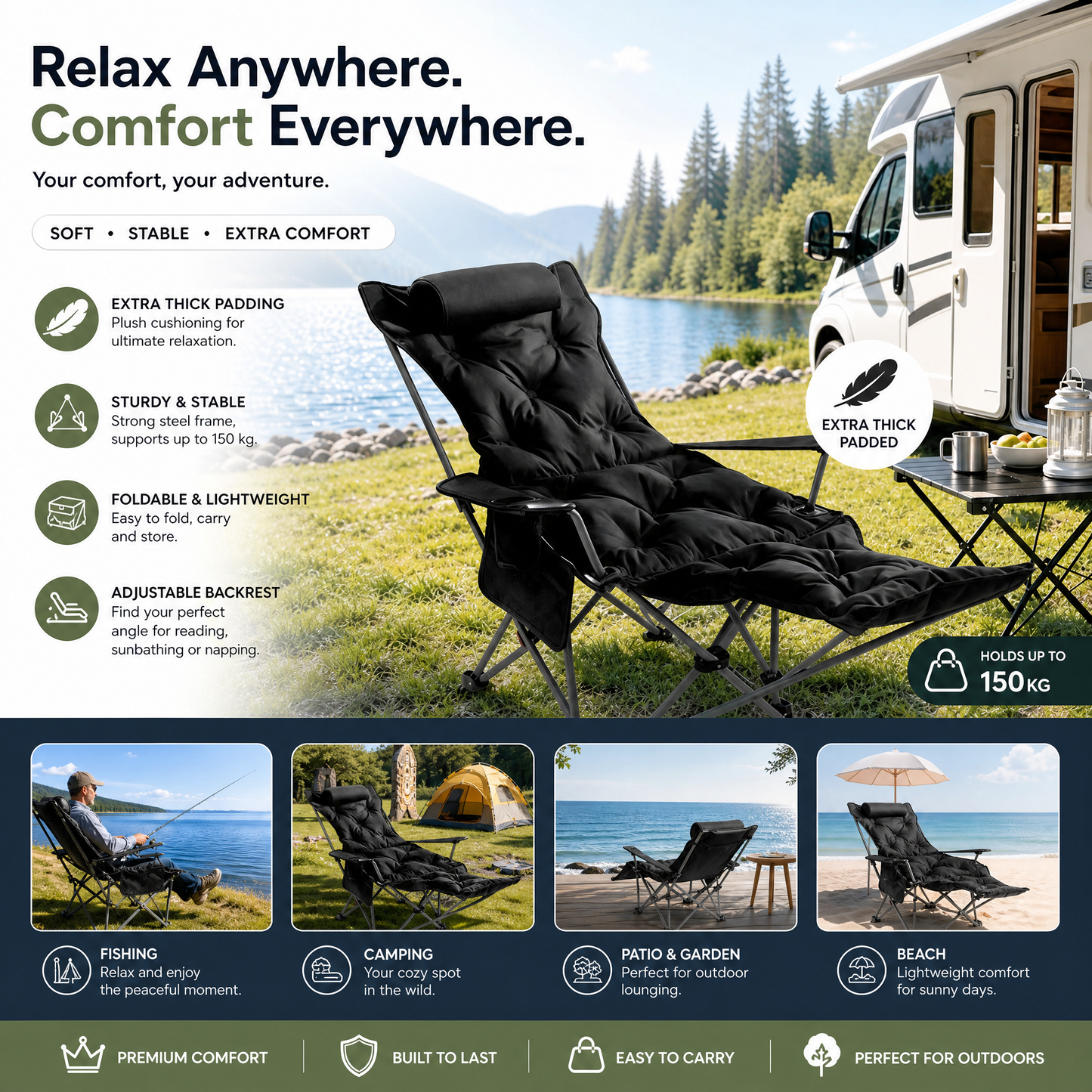 🪑 50% OFF! 🌿 Portable Adjustable Outdoor Folding Chair – Lightweight, Sturdy & Multi-Purpose