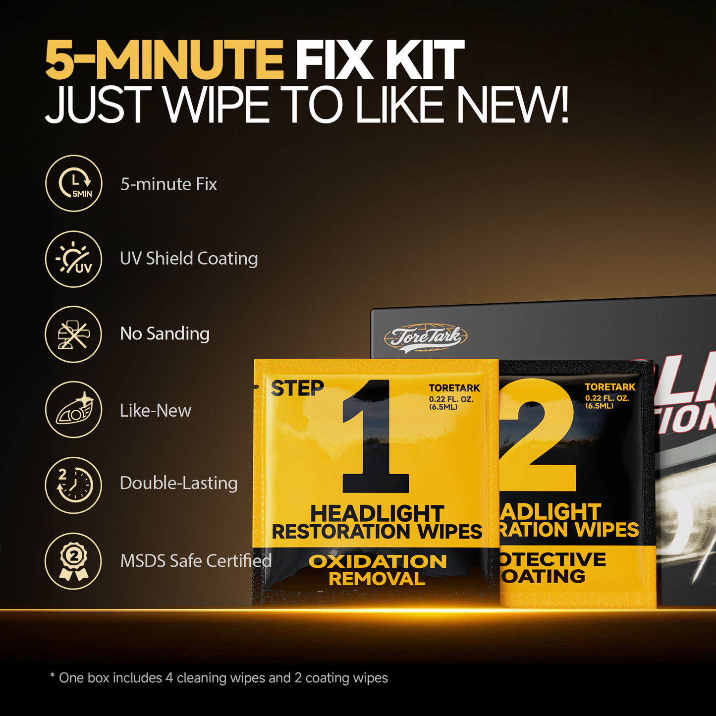 Headlight Restoration wipes Kit