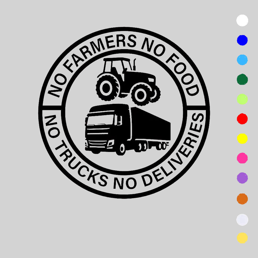 🎅Christmas Sale 50% Off💕🔥No Farmers No Food No Trucks No Deliveries Vinyl Sticker – 140mm Decal