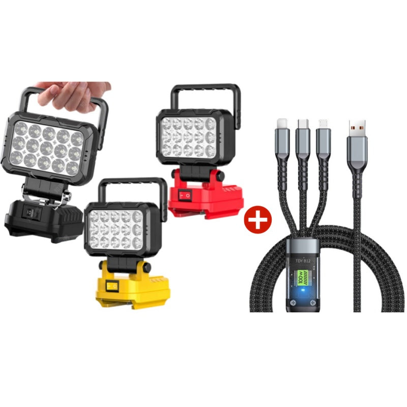 ⏳50% OFF!💡180° Rotatable LED Work Light – With Dual USB Power Bank Function – Rugged & Cordless – Universal Battery Compatibility – For Garage, Construction & Camping