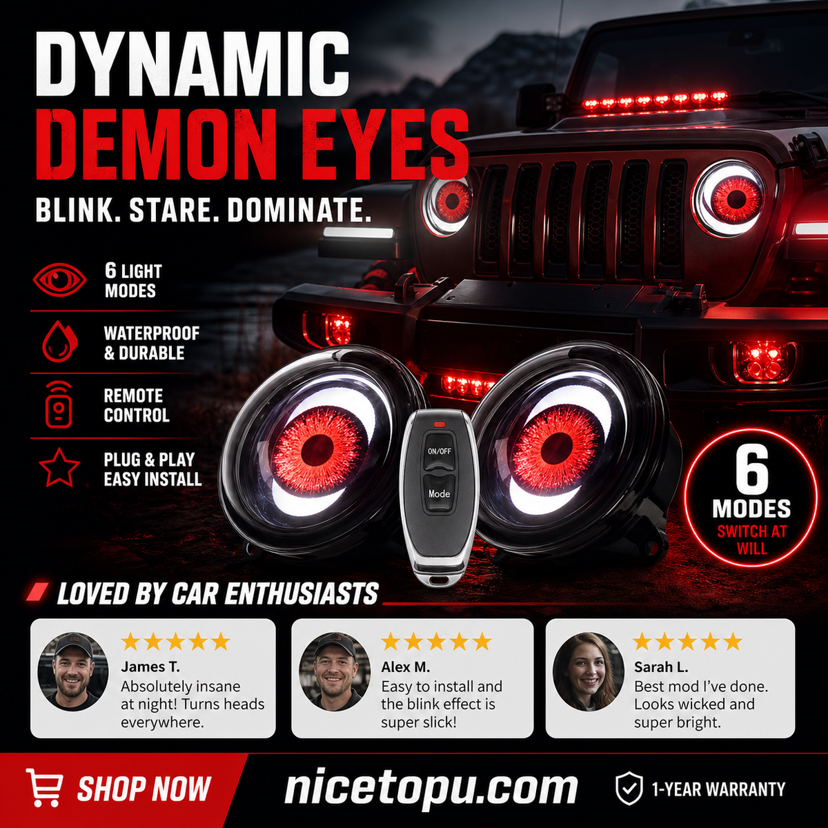 LED Devil Eyes Headlights-visual feast