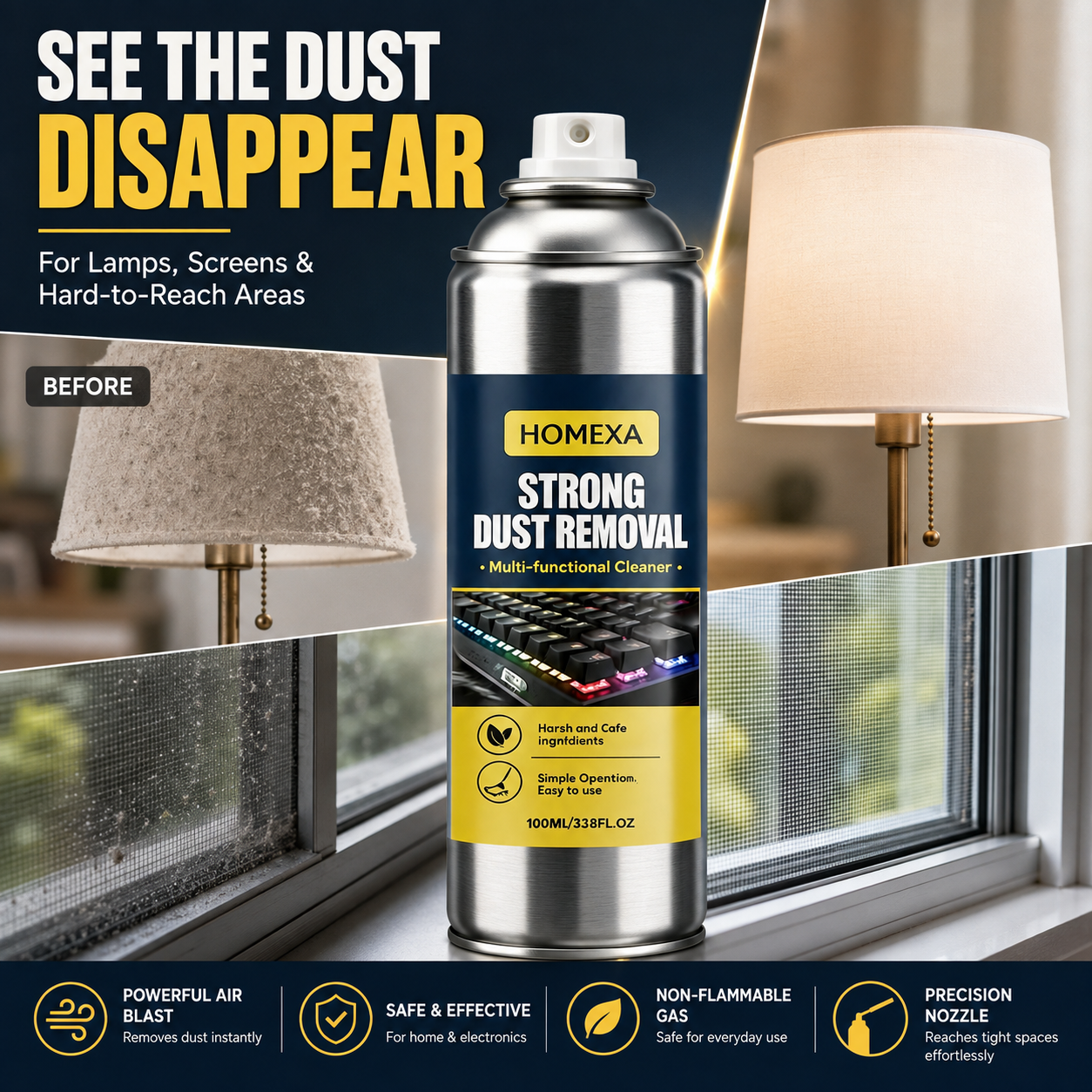 ⏳Limited-time 50% off⏰High-Pressure Compressed Air Duster Can for Home Dust Removal