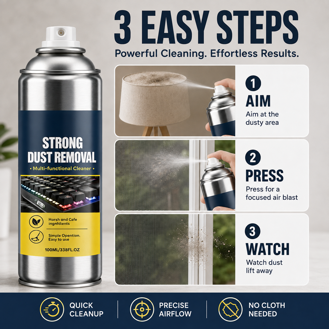 ⏳Limited-time 50% off⏰High-Pressure Compressed Air Duster Can for Home Dust Removal