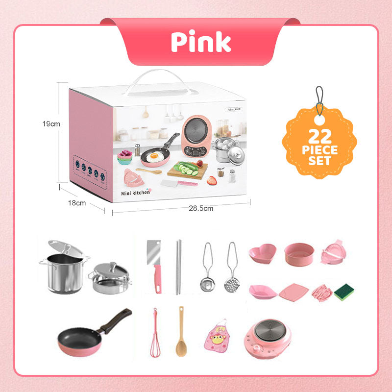 🎁Best Gift For Kid🍳Children's Real Cooking Mini Kitchen Toys - 22 PCS Set