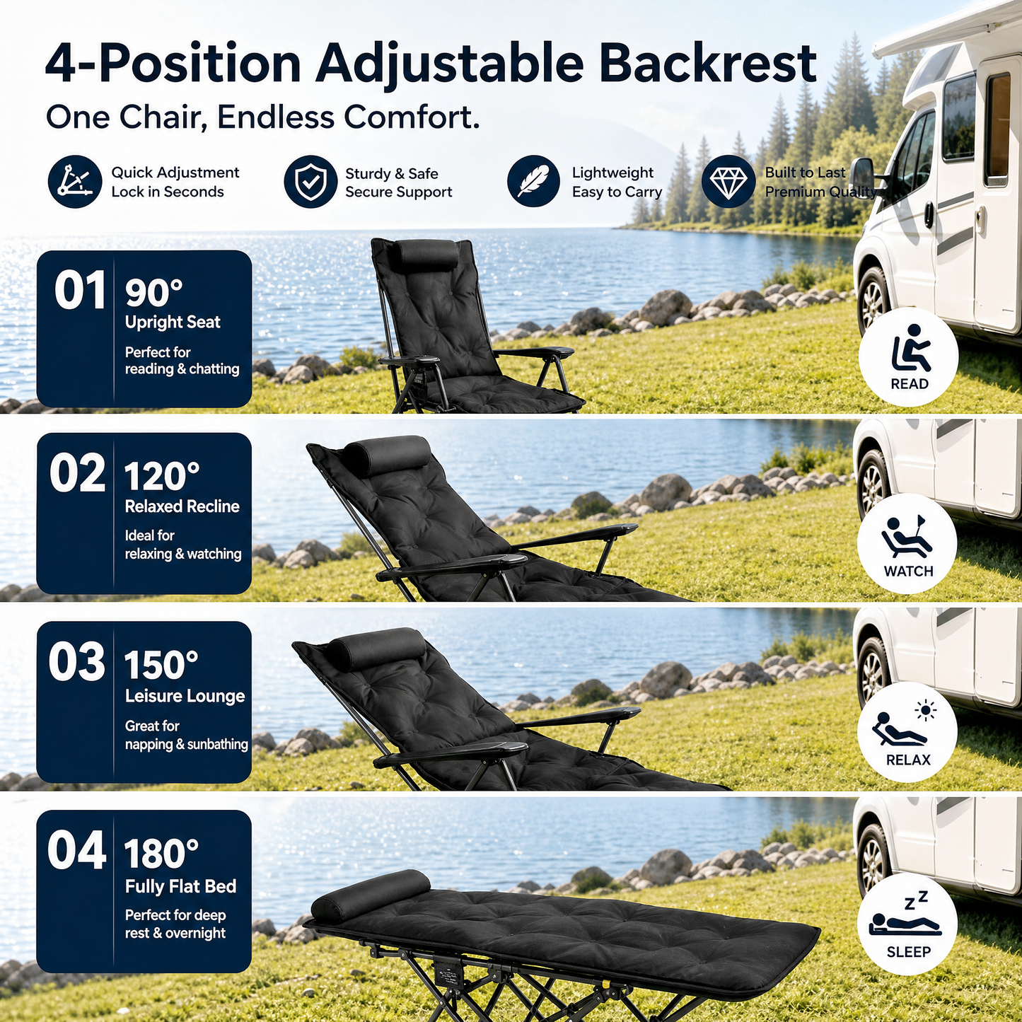 🪑 50% OFF! 🌿 Portable Adjustable Outdoor Folding Chair – Lightweight, Sturdy & Multi-Purpose