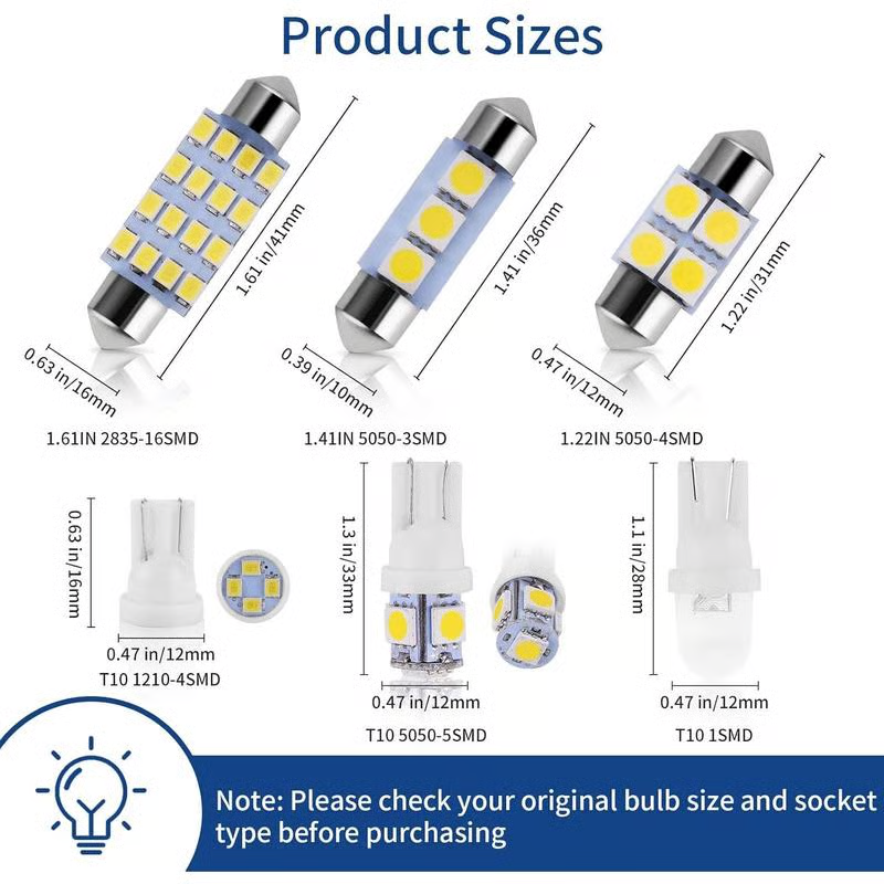 42 Pieces Interior Car Lights, Super Bright White Dome Map Tail Cab Lights Bulb Kit Set