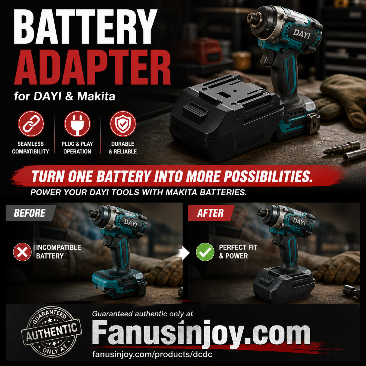 🏭Factory Direct 50% Off！🔋 Professional tools boost efficiency by 80%！🛠️Battery Adapter for DAYI & Makita