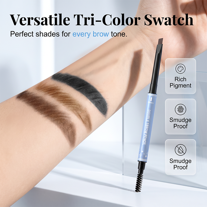 Water-resistant 2-in-1 mini eyebrow pencil and colored eyebrow gel: long-lasting eyebrow makeup to create natural and realistic lines that mimic hairs.