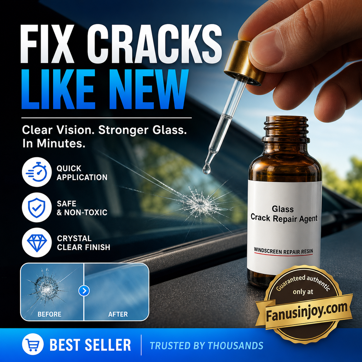 🏭Buy 1 Get 1 Free！💦One drop fixes all glass cracks！🚗Glass Crack Repair Agent