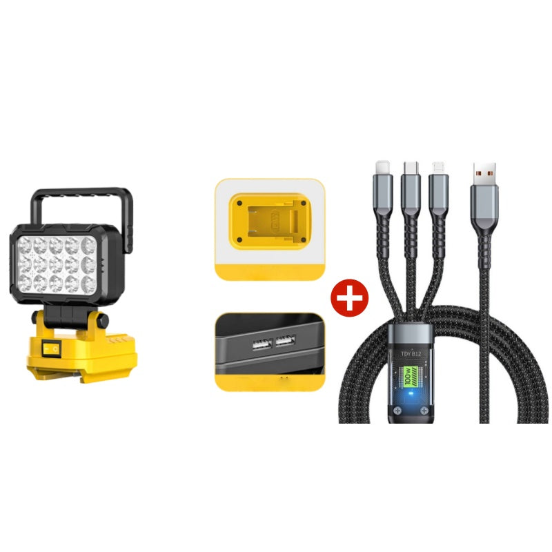 ⏳50% OFF!💡180° Rotatable LED Work Light – With Dual USB Power Bank Function – Rugged & Cordless – Universal Battery Compatibility – For Garage, Construction & Camping