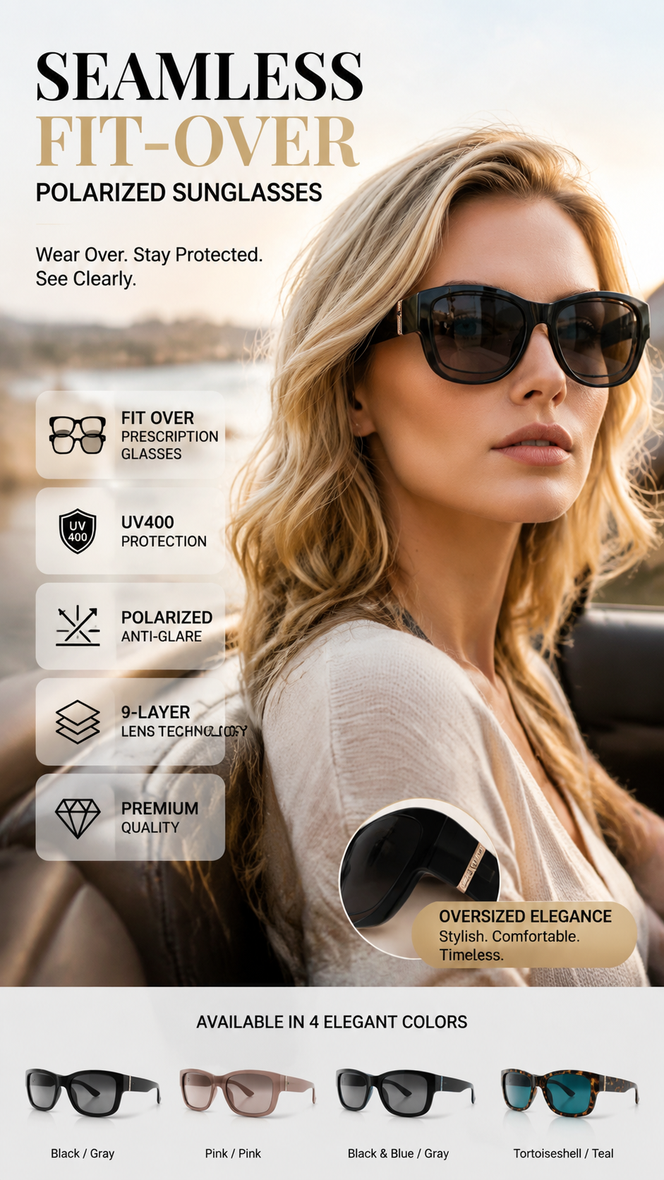 🔥 50% OFF · Large Sunglasses to Wear Over Glasses for Women ✨