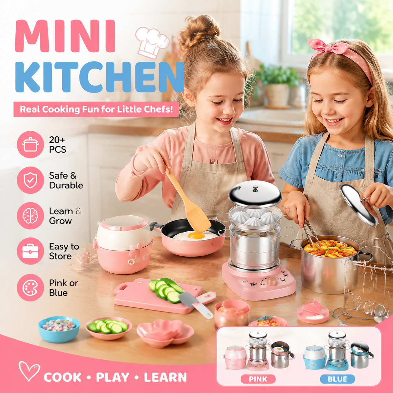 🎁Best Gift For Kid🍳Children's Real Cooking Mini Kitchen Toys - 22 PCS Set