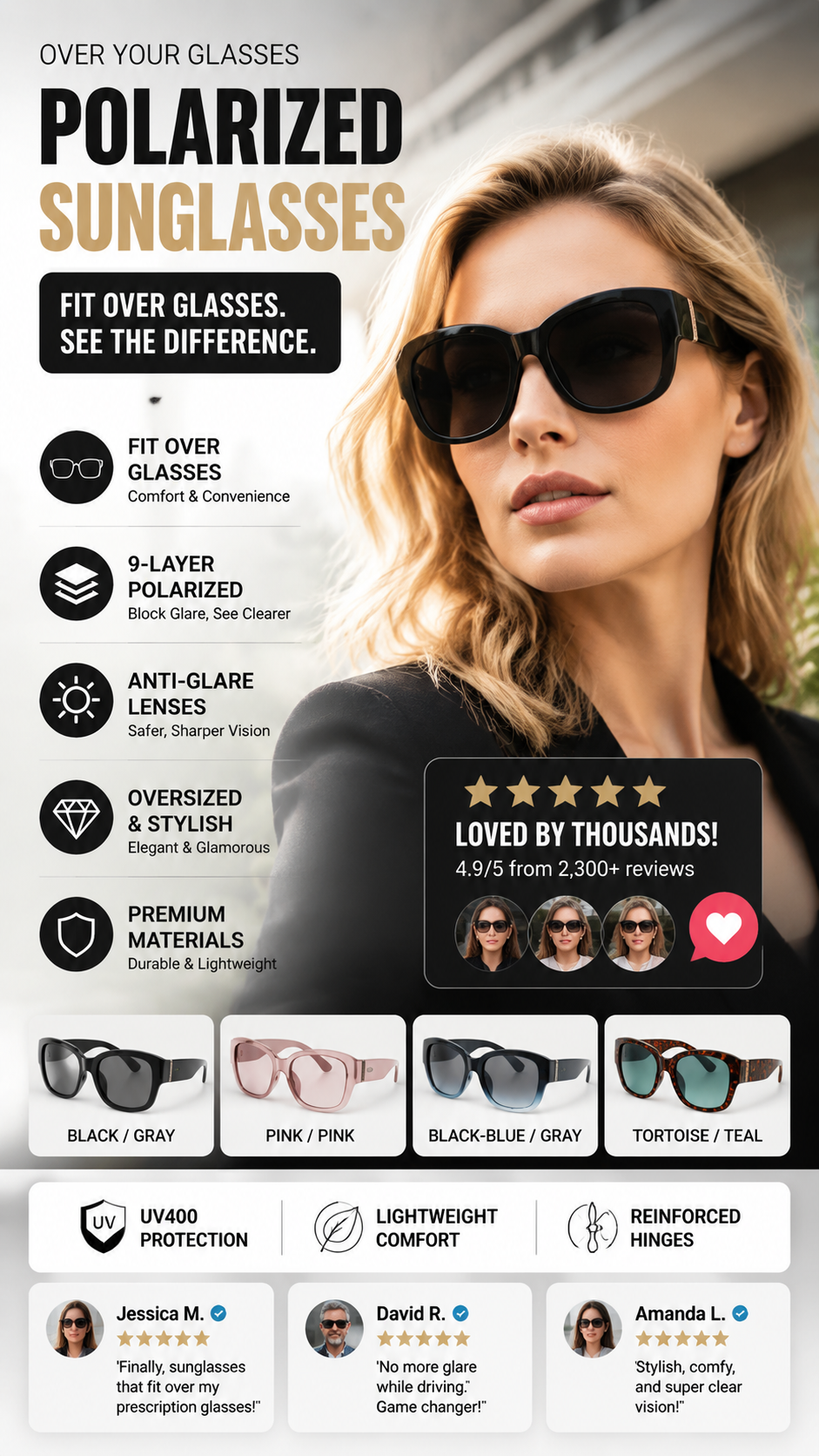 🔥 50% OFF · Large Sunglasses to Wear Over Glasses for Women ✨