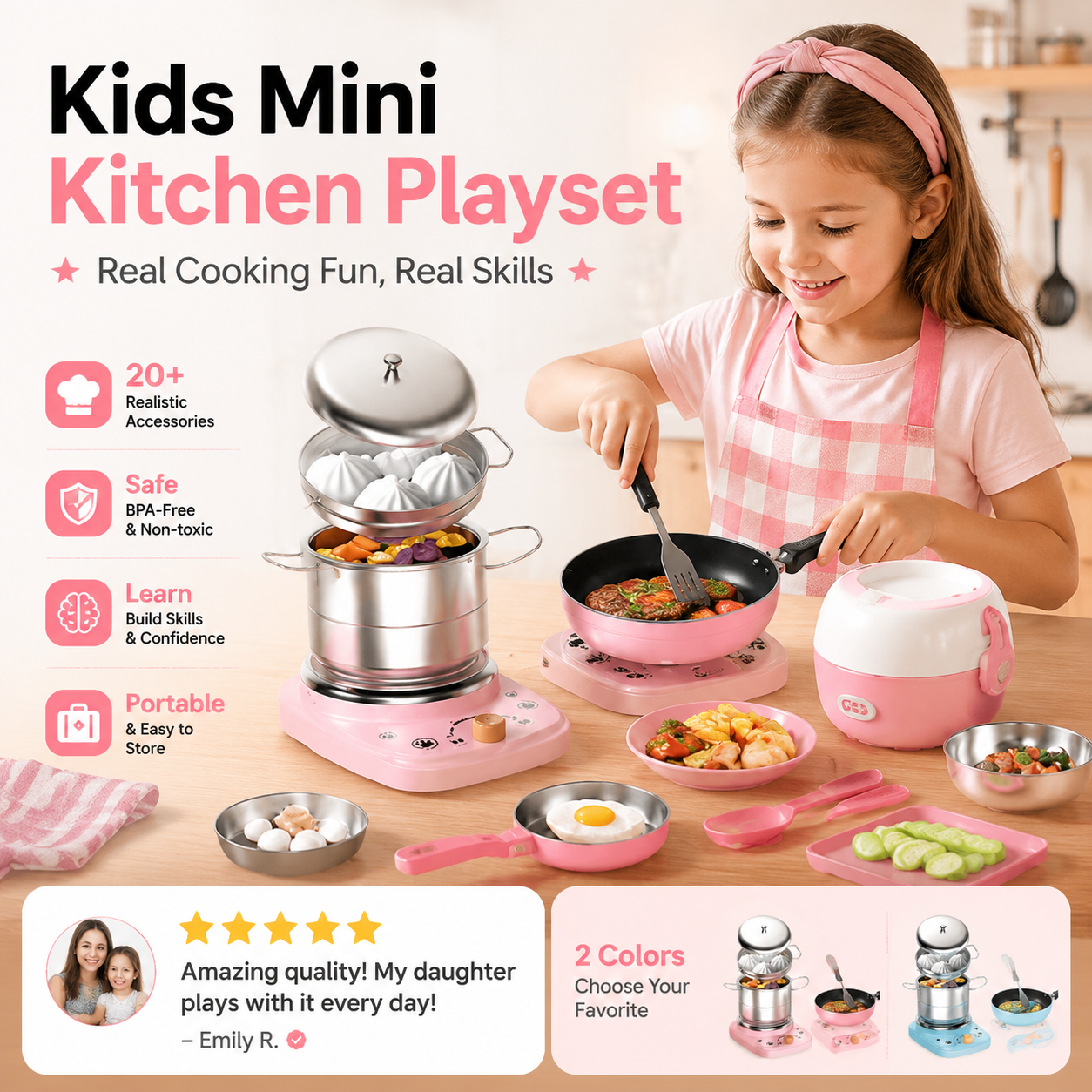 🎁Best Gift For Kid🍳Children's Real Cooking Mini Kitchen Toys - 22 PCS Set