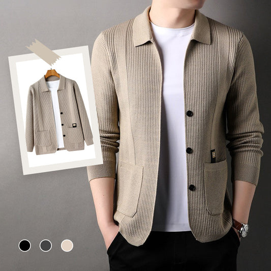 🔥Men's Lapel Knitted Long Sleeve Coat