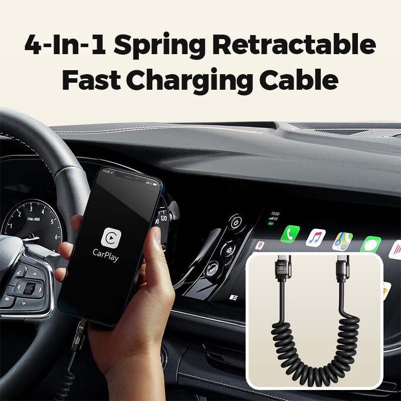 4-In-1 Spring Retractable Fast Charging Cable