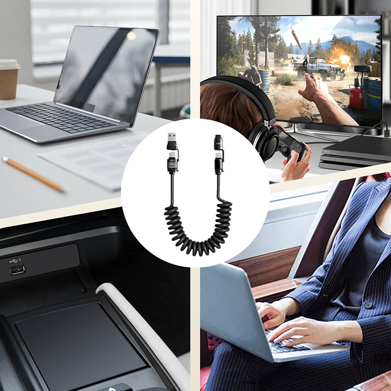 4-In-1 Spring Retractable Fast Charging Cable