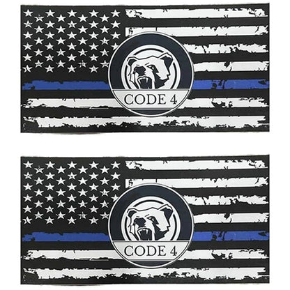 Sticker “Thin Blue Line” - Code 4: Humanising the License Plate. Vehicle Exterior Decoration