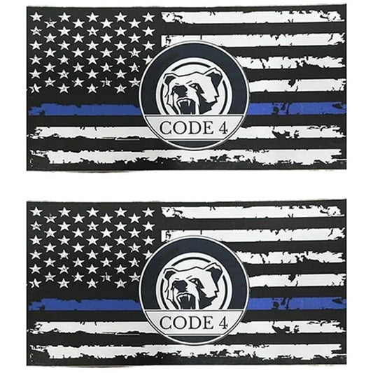 Sticker “Thin Blue Line” - Code 4: Humanising the License Plate. Vehicle Exterior Decoration
