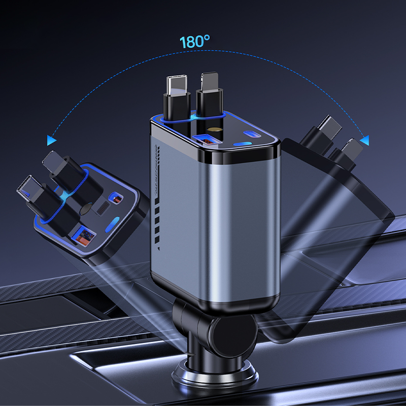 Multifunctional Fast Charging Car Charger with Retractable Cable