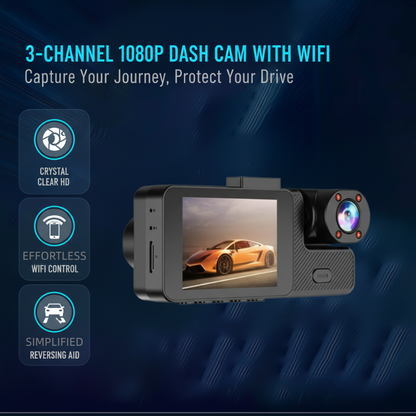 3-Channel 1080P Dash Cam with WiFi