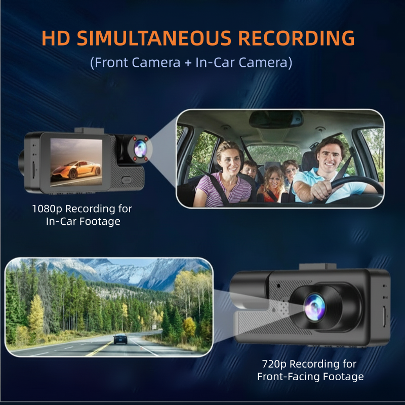 3-Channel 1080P Dash Cam with WiFi