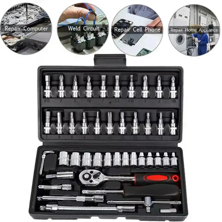 46-Piece Socket Wrench And Bit Set
