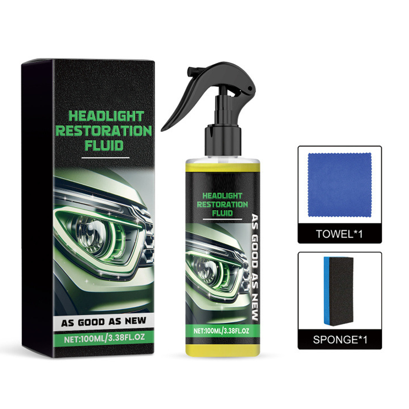 Automotive Headlamp Restoration Fluid, Restore Oxidized & Yellowed Headlights with Crystalline Coating, Anti-Blur Refurbisher