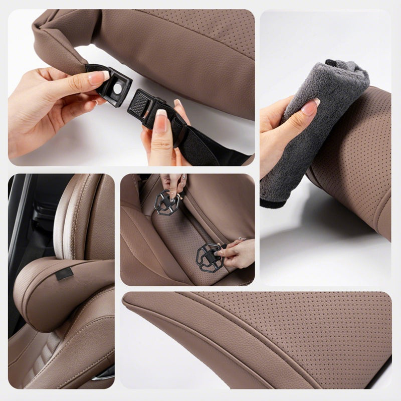 Ergonomic headrest and lumbar support set for car seats