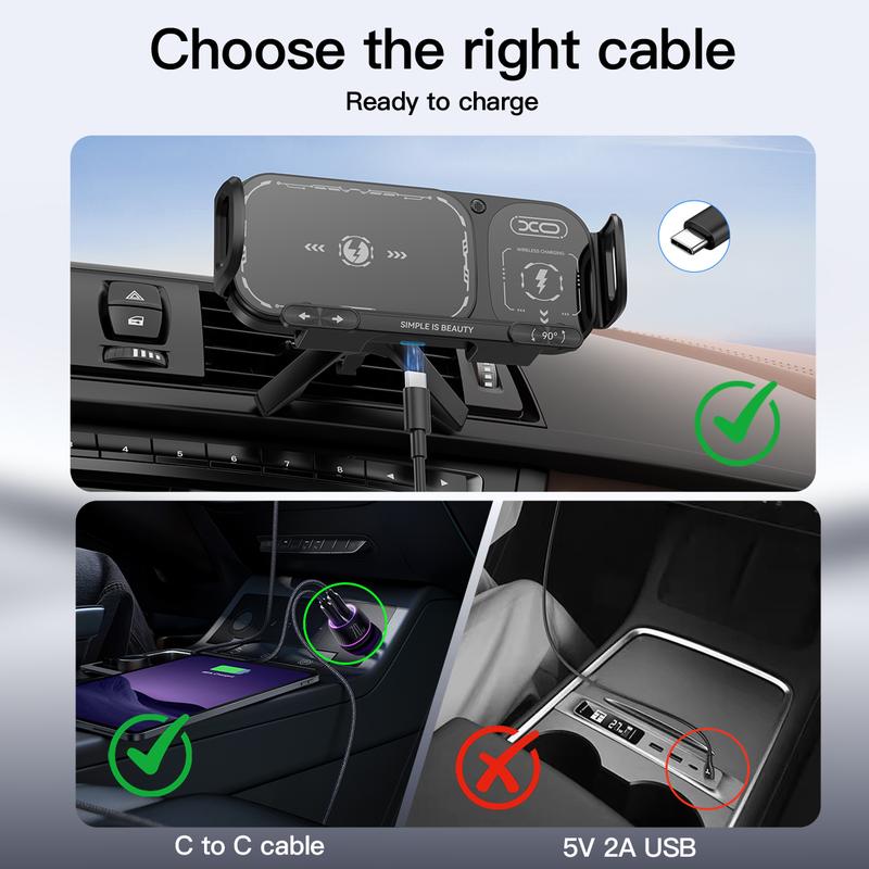 ⚡15W Wireless Fast-Charging Car Phone Mount for Foldable & Regular Smartphones