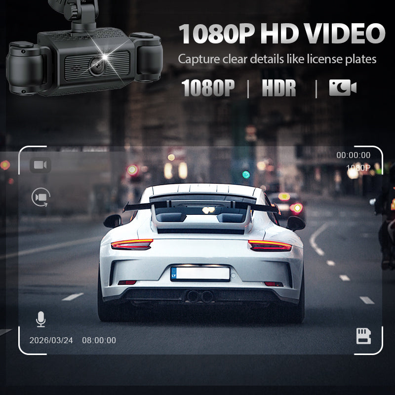 🚗 HOT SALE! ⚡3-Channel 1080P Dash Cam with Rotatable Lenses - 24hr All-Weather Monitoring, Clear Night Vision, Wide Angle, Loop Recording & Easy Install 📹
