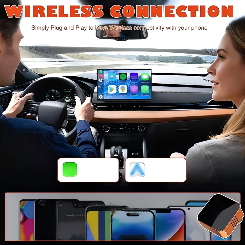 📱🔌 Wireless Android Auto Adapter – Convert Wired to Wireless, Plug & Play, Fast & Stable Connection, Works with OEM Cars 🚗✨