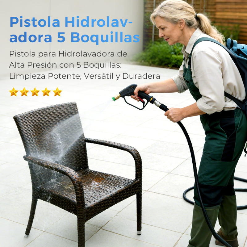 Pistola para Hidrolavadora de Alta Presión con 5 Boquillas