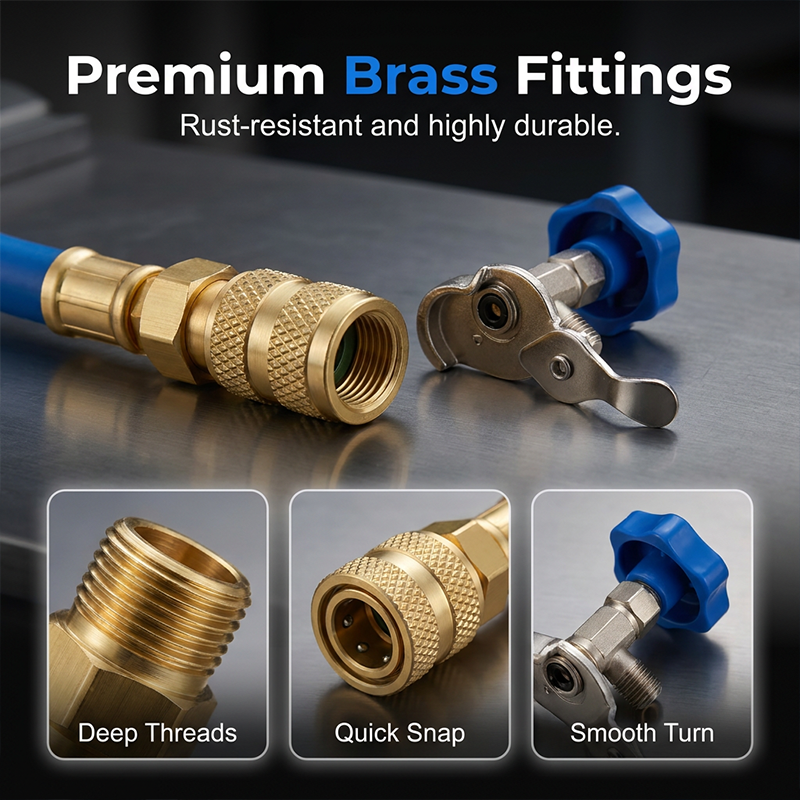 🔧💨📊 Car/Home Air Conditioning Recharge Kit – Explosion-proof Hose + Safety Valve – Cash on Delivery ❄️💪