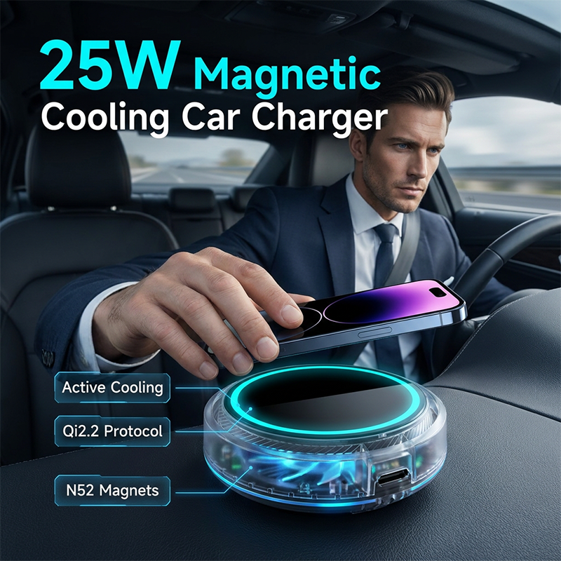 Magnetic Car Charger with Cooling Fan